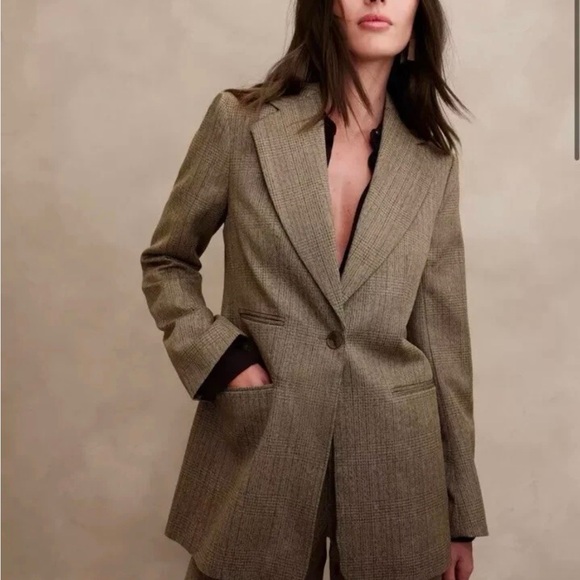 NWT Banana Republic Lido Sculpted Italian Wool Blazer and Pants Plaid sz 16 - Picture 5 of 16